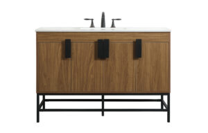 48 inch Single bathroom vanity in walnut brown