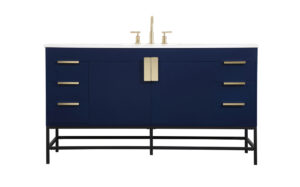 60 inch Single bathroom vanity in blue