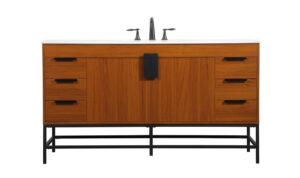60 inch Single bathroom vanity in teak