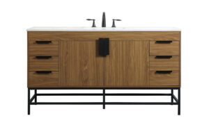 60 inch Single bathroom vanity in walnut brown