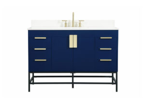 48 inch Single bathroom vanity in blue with backsplash