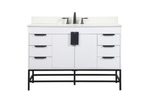 48 inch Single bathroom vanity in white with backsplash