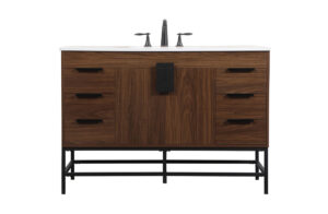 48 inch Single bathroom vanity in walnut