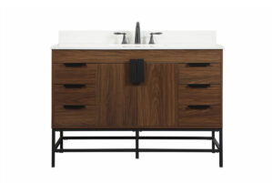48 inch Single bathroom vanity in walnut with backsplash