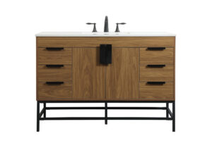48 inch Single bathroom vanity in walnut brown