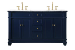 60 inch Double Bathroom Vanity set in Blue
