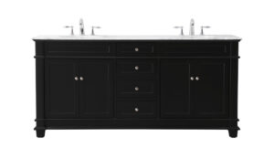 72 inch double bathroom vanity set in black