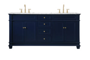 72 inch Double Bathroom Vanity set in Blue