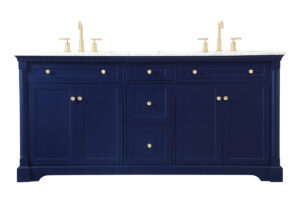 72 inch double bathroom vanity in Blue