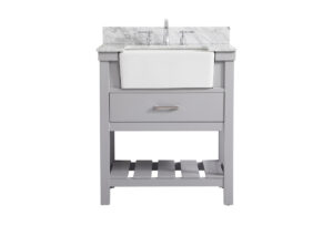 30 inch Single bathroom vanity in grey with backsplash