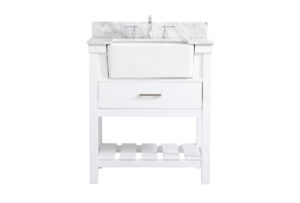 30 inch Single bathroom vanity in white with backsplash