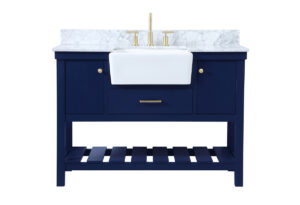 48 inch Single bathroom vanity in blue with backsplash