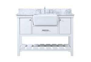 48 inch Single bathroom vanity in white with backsplash