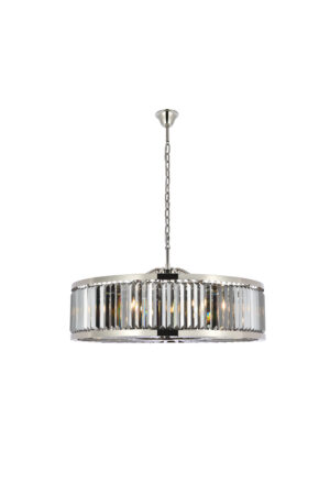 Chelsea 10 light polished nickel Chandelier Silver Shade (Grey) Royal Cut Crystal