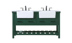 60 inch double bathroom vanity in green