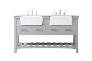 60 inch double bathroom vanity in grey