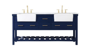 72 inch double bathroom vanity in blue