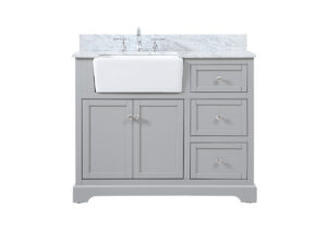 42 inch Single bathroom vanity in grey with backsplash