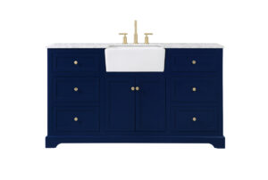 60 inch Single bathroom vanity in blue