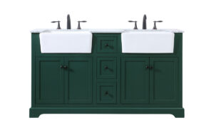 60 inch double bathroom vanity in green