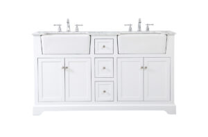 60 inch double bathroom vanity in white
