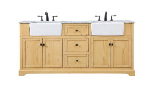 72 inch double bathroom vanity in natural wood