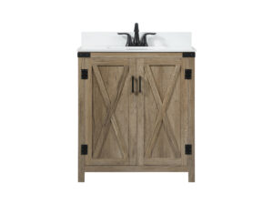 30 inch Single bathroom vanity in natural oak with backsplash