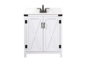 30 inch Single bathroom vanity in white with backsplash