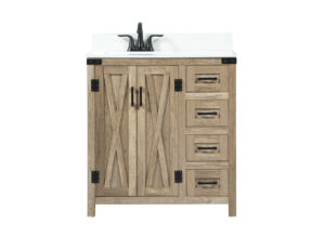 32 inch Single bathroom vanity in natural oak with backsplash