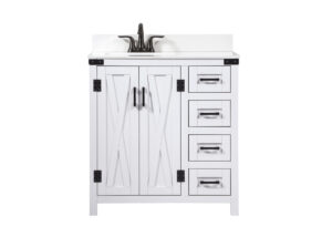 32 inch Single bathroom vanity in white with backsplash