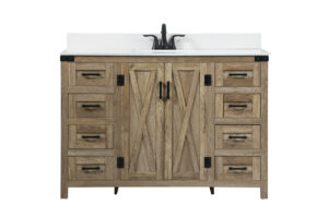 48 inch Single bathroom vanity in natural oak with backsplash