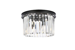 Sydney 3 light Matte Black Flush Mount Clear Royal Cut Crystal
