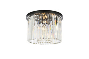 Sydney 6 light Matte Black Flush Mount Clear Royal Cut Crystal