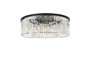 Sydney 10 light Matte Black Flush Mount Clear Royal Cut Crystal