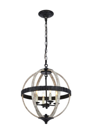 Orbus 4 light Ivory wash and Steel grey Pendant