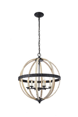 Orbus 6 light Ivory wash and Steel grey Pendant