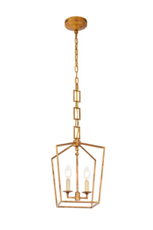 Denmark 2 light Golden Iron Pendant