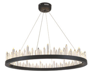 Malta 40 light Satin Dark Grey Chandelier Clear Royal Cut Crystal