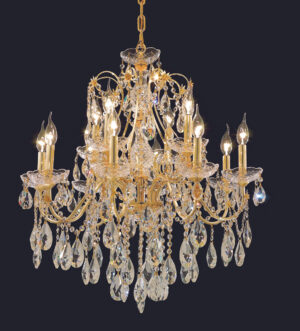 St. Francis 12 light Gold Chandelier Clear Royal Cut Crystal