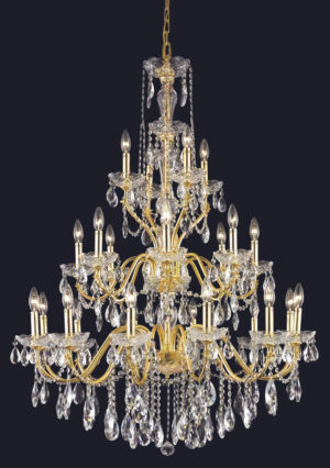 St. Francis 24 light Gold Chandelier Clear Royal Cut Crystal