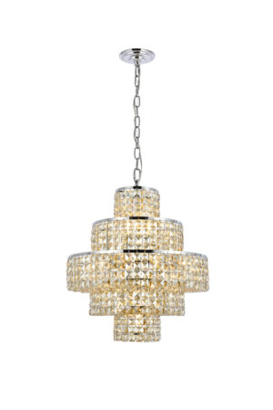 Maxime 13 light Chrome Chandelier Golden Teak (Smoky) Royal Cut Crystal