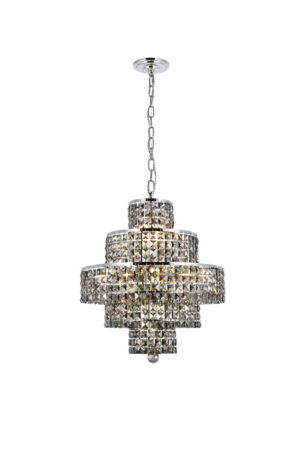 Maxime 13 light Chrome Chandelier Silver Shade (Grey) Royal Cut Crystal