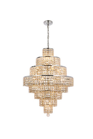 Maxime 18 light Chrome Chandelier Golden Teak (Smoky) Royal Cut Crystal