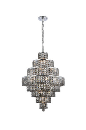 Maxime 18 light Chrome Chandelier Silver Shade (Grey) Royal Cut Crystal