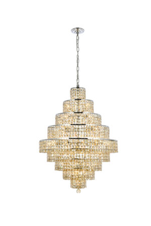 Maxime 20 light Chrome Chandelier Golden Teak (Smoky) Royal Cut Crystal