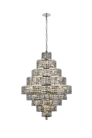 Maxime 20 light Chrome Chandelier Silver Shade (Grey) Royal Cut Crystal
