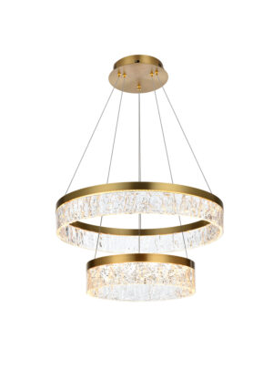Linden 22 inch Adjustable LED chandelier in Satin Gold