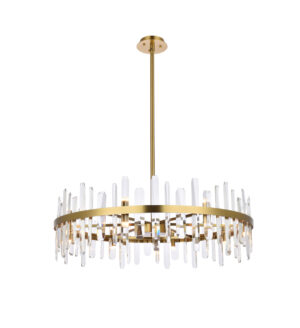 Serena 36 inch crystal round chandelier in satin gold
