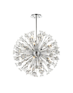 Vera 32 inch crystal starburst round pendant in chrome