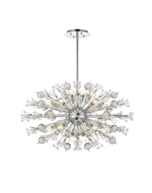 Vera 36 inch crystal starburst oval pendant in chrome